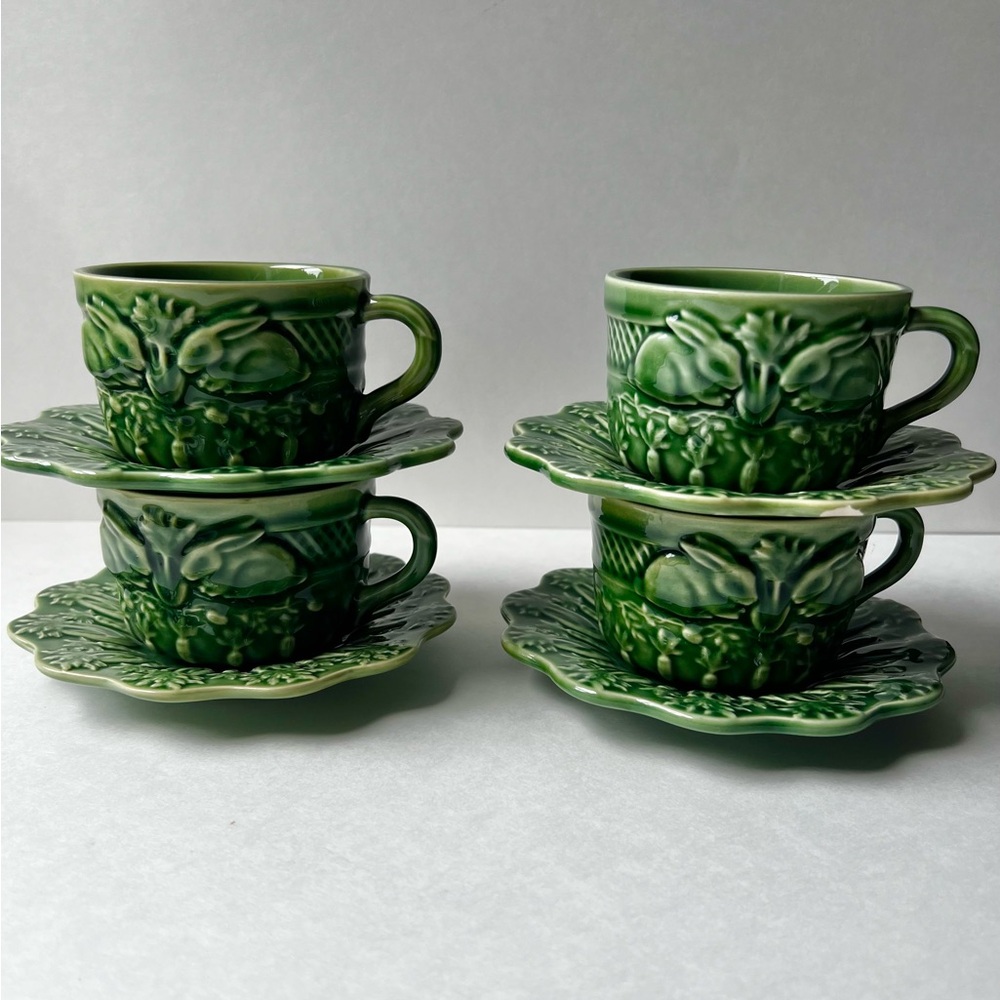Set of 4 Bunny Teacups & Saucers